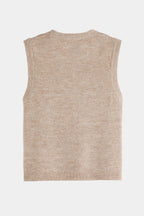 Embroidered Knitted Tank in Oatmeal Melange