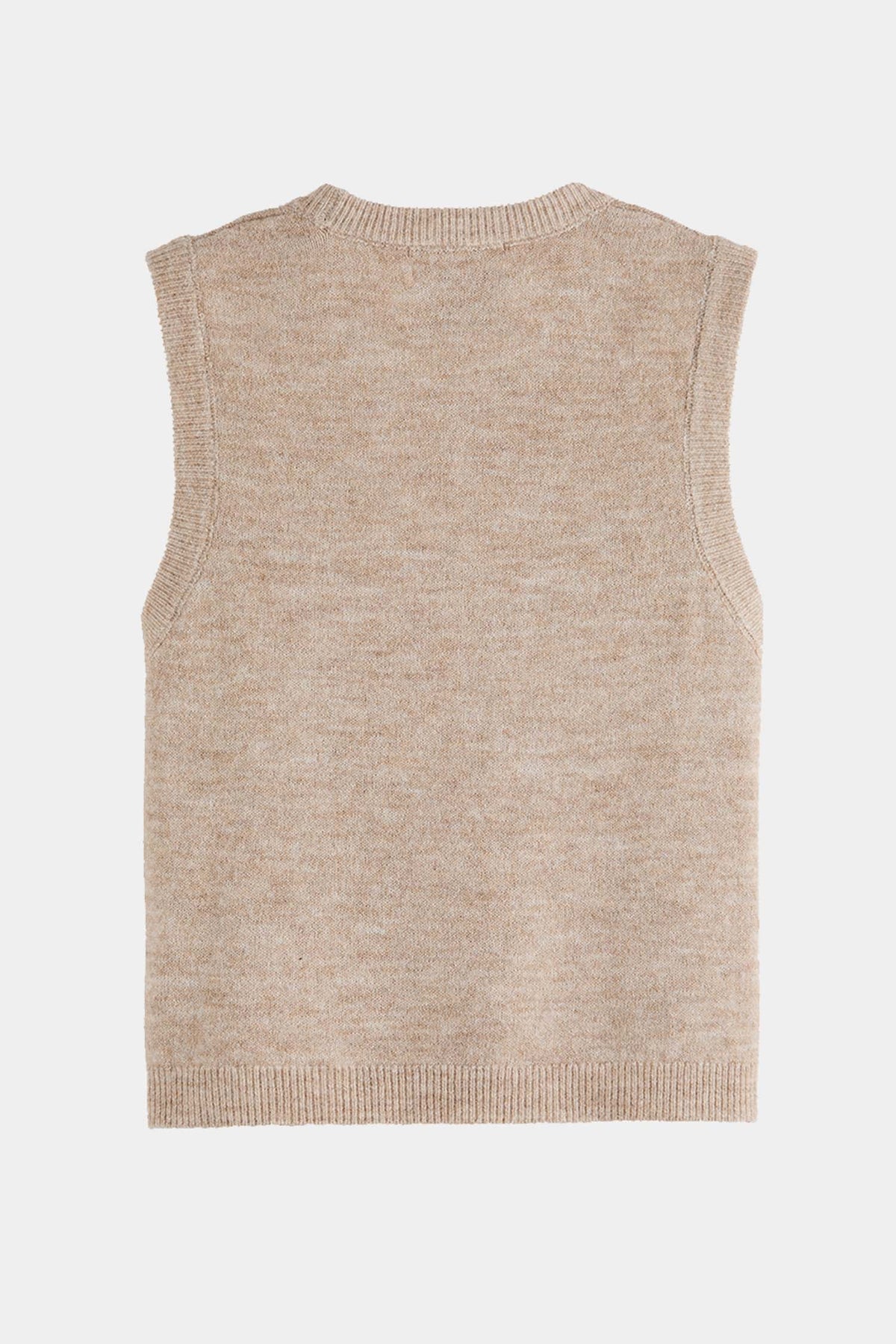 Embroidered Knitted Tank in Oatmeal Melange