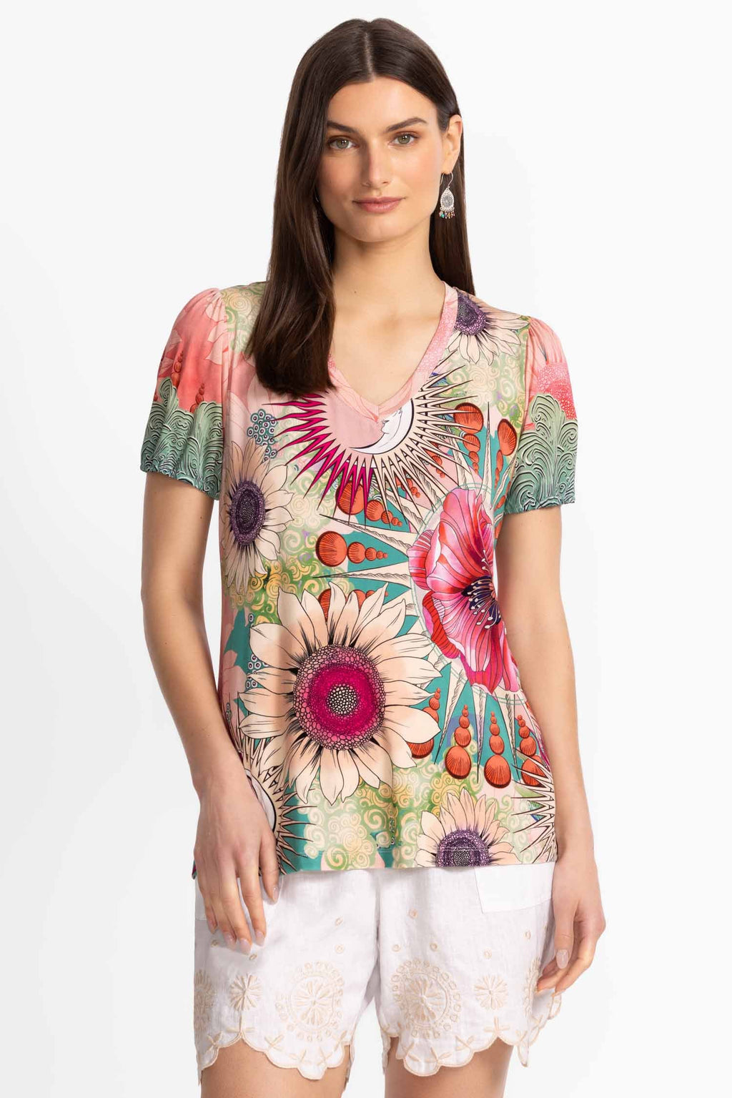 Emily Janie Fav V-Neck Puff Sleeve Tee Shirt