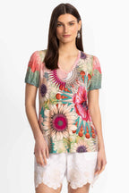Emily Janie Fav V-Neck Puff Sleeve Tee Shirt