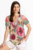Emily Janie Fav V-Neck Puff Sleeve Tee Shirt