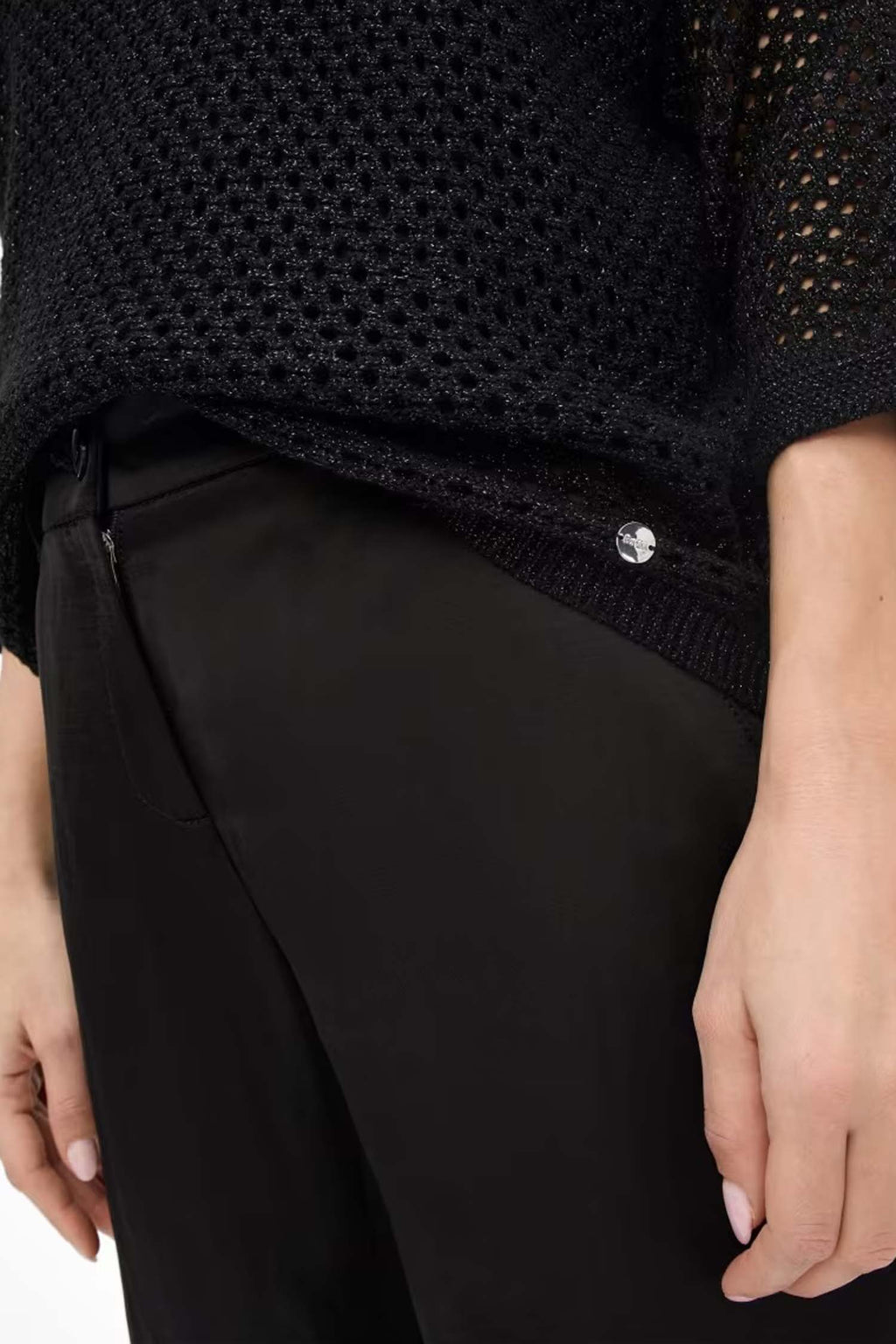 Emma Open Weave Knit Top in Black