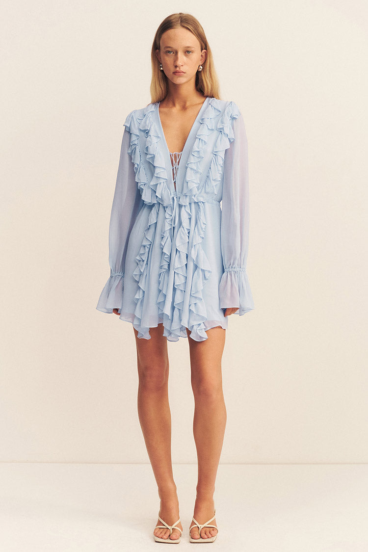 Emory Ruffle Mini Dress in Arcadian Blue | FINAL SALE