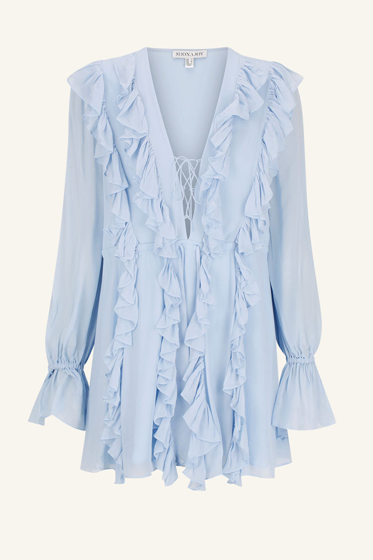 Emory Ruffle Mini Dress in Arcadian Blue | FINAL SALE