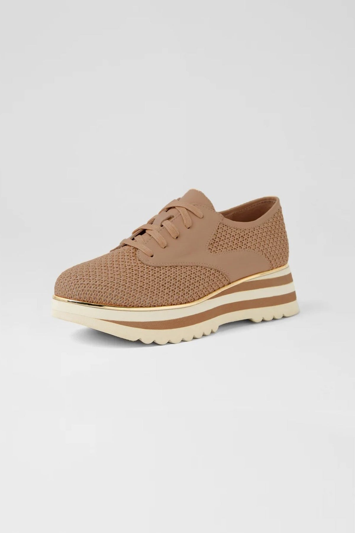 Endo Syn Raffia Leather Sneakers in Coffee