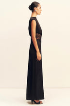 Eniko Lace Gathered Maxi Dress in Black