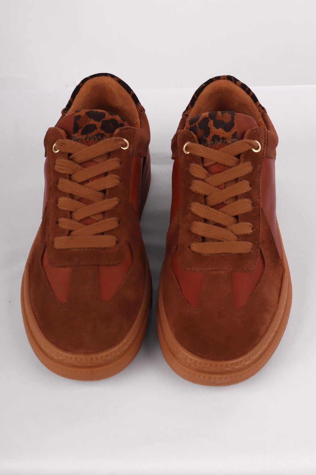 Eslyn Leather Suede Sneakers in Tan