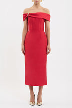 Esmeralda Midi Dress in Red