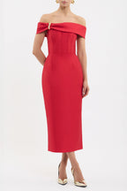 Esmeralda Midi Dress in Red