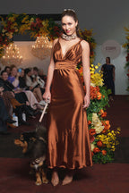 Esther Dress in Bronze | Satin