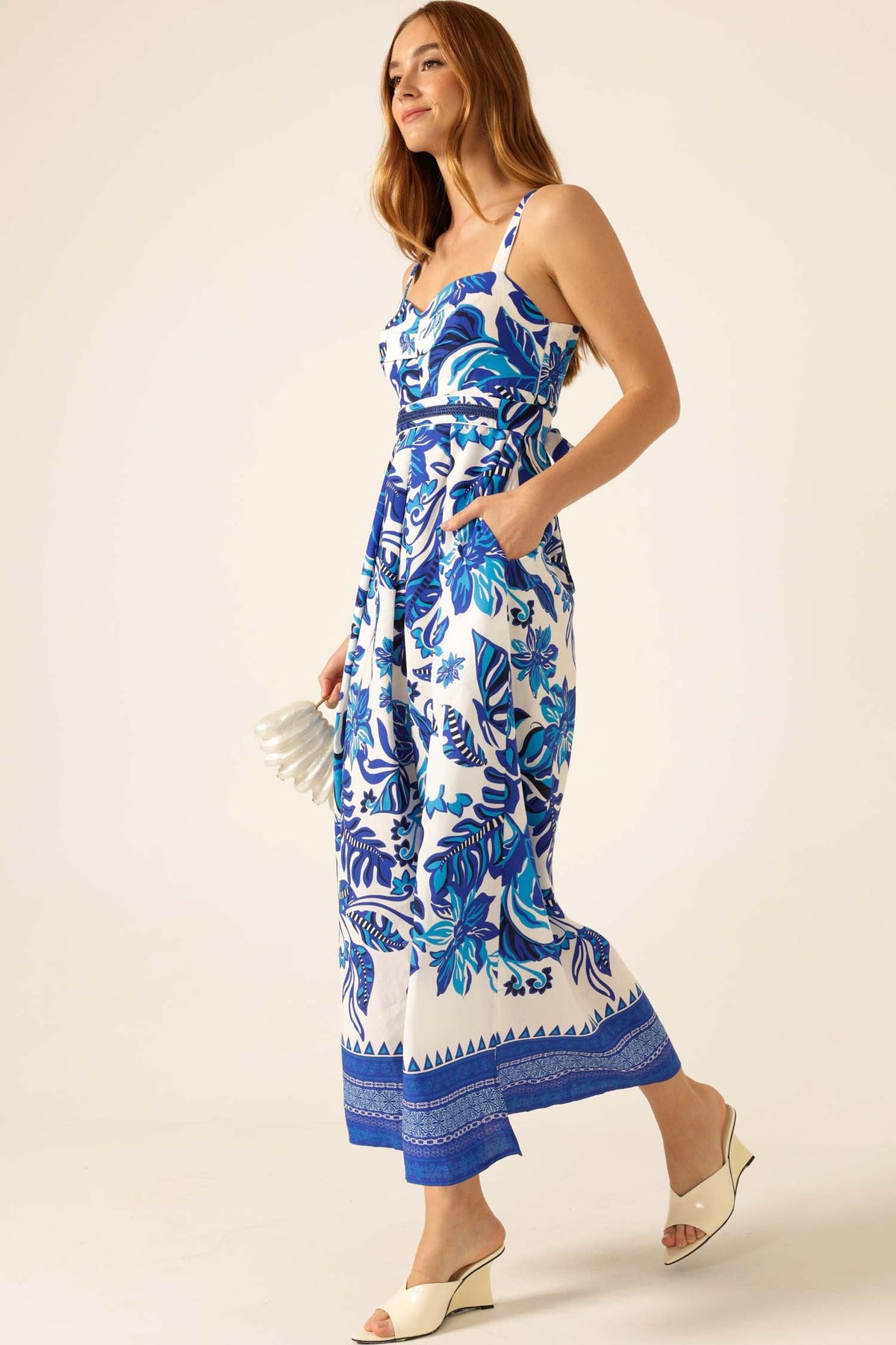 Euro Summer Maxi Dress in Blue Messina