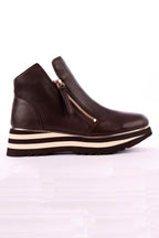 Evol Leather Ankle Boots in Chocolate Milk