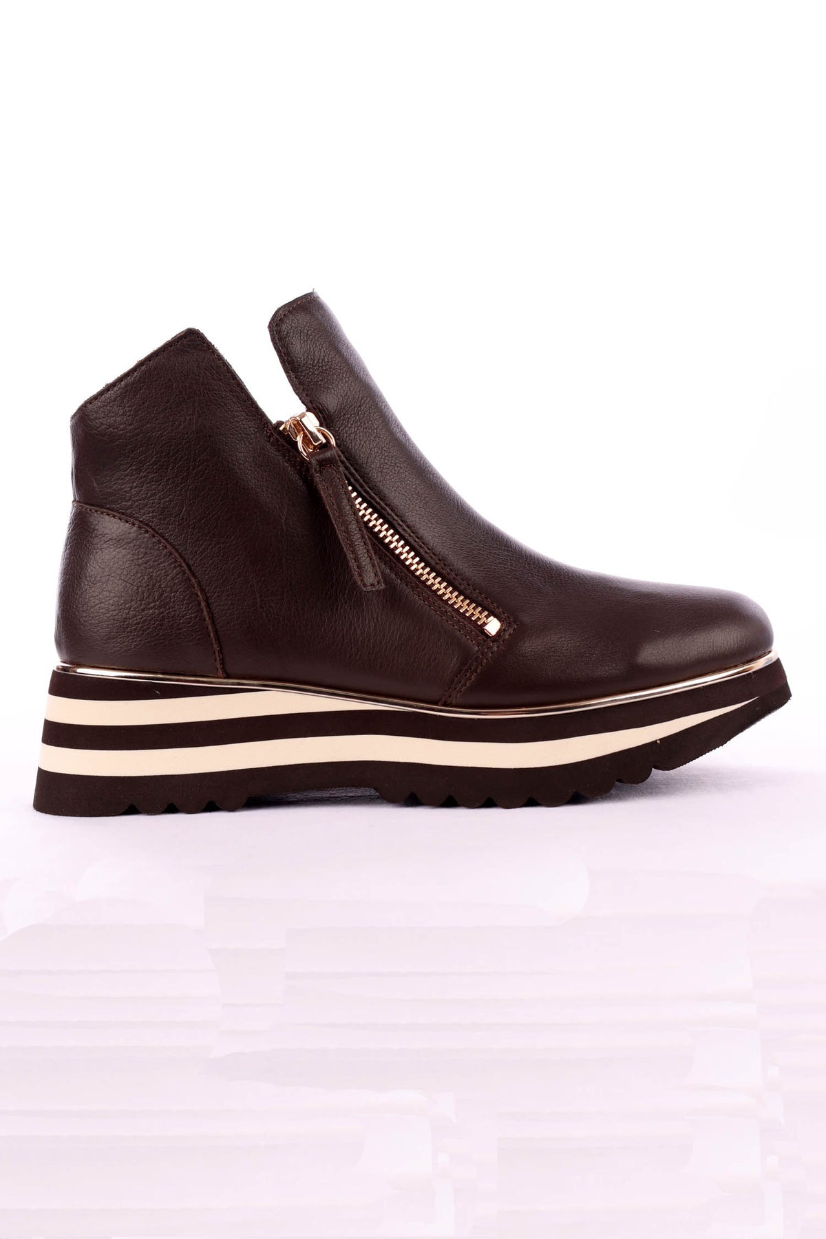 Evol Leather Ankle Boots in Chocolate Milk