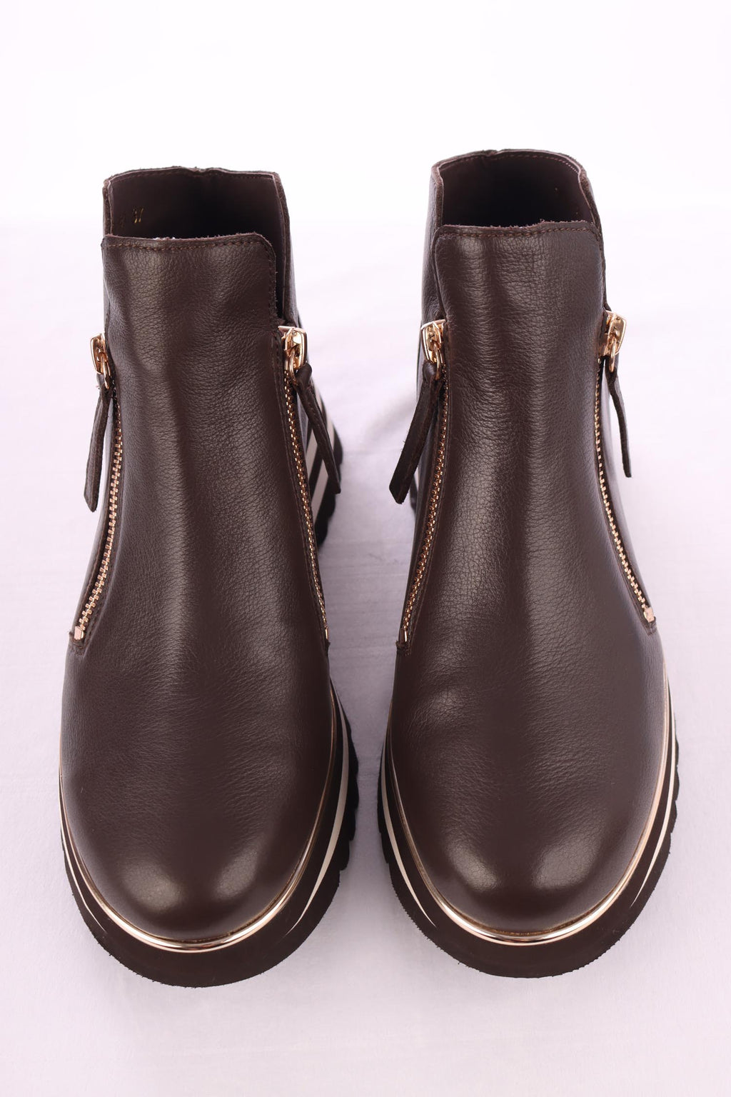 Evol Leather Ankle Boots in Chocolate Milk