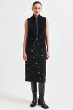 Eyla Pencil Skirt w Eyelets in Black | FINAL SALE
