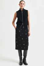 Eyla Pencil Skirt w Eyelets in Black | FINAL SALE