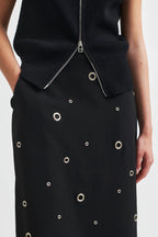 Eyla Pencil Skirt w Eyelets in Black | FINAL SALE
