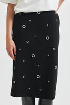 Eyla Pencil Skirt w Eyelets in Black | FINAL SALE
