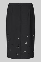 Eyla Pencil Skirt w Eyelets in Black | FINAL SALE