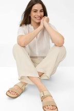 Farina Elastic Waist Band Chino Pants in Light Beige