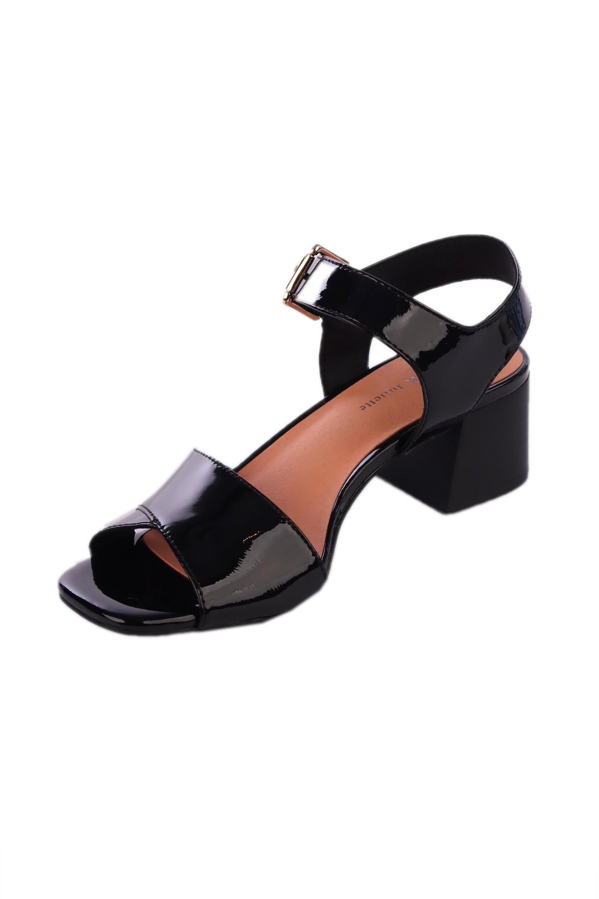Fayza Patent Leather Sandals in Black