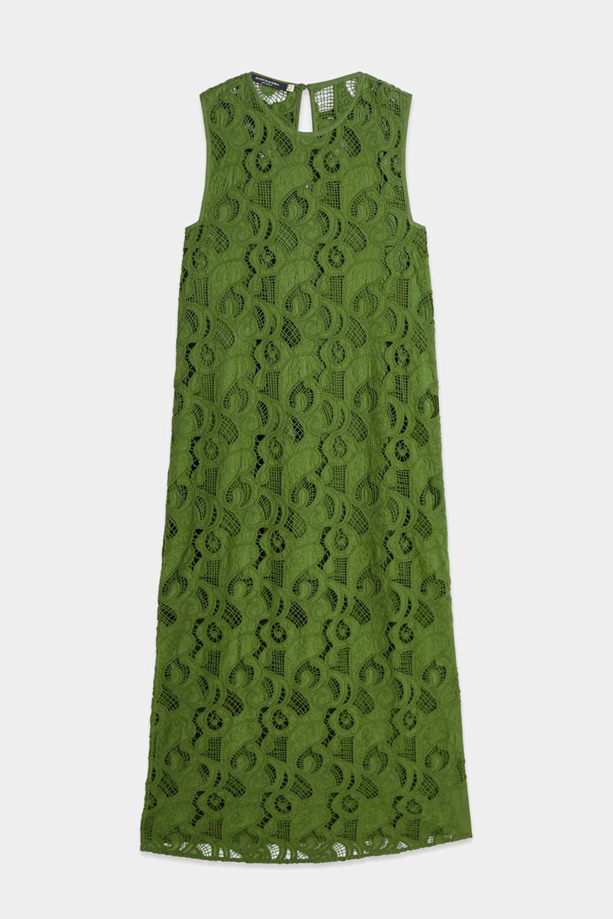 Flame Embroidery Midi Dress in Garden Green
