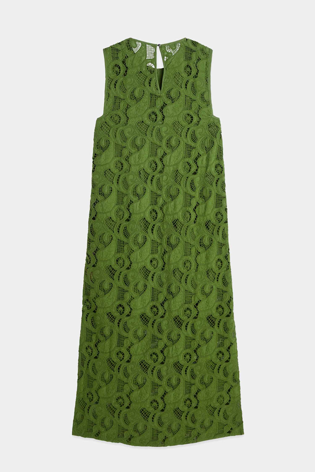 Flame Embroidery Midi Dress in Garden Green