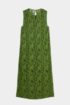 Flame Embroidery Midi Dress in Garden Green