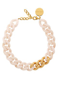 Flat Chain Necklace with Gold in Latte Marble