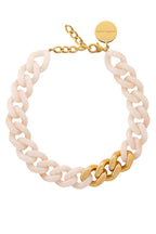 Flat Chain Necklace with Gold in Latte Marble