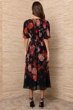 Fleur S/S Midi Dress in Black