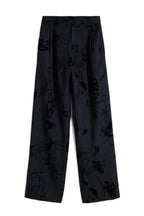 Flocked Floral Pants in Black