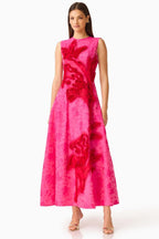 Florentia A Line Maxi Dress in Pink Red