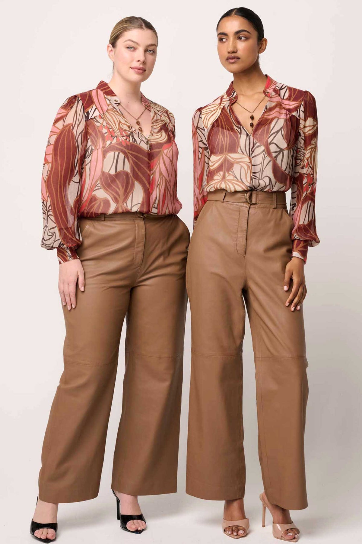 Freya Sheer Blouse with Neck Detail in Cathedral Botanic