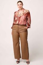 Freya Sheer Blouse with Neck Detail in Cathedral Botanic