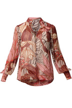 Freya Sheer Blouse with Neck Detail in Cathedral Botanic