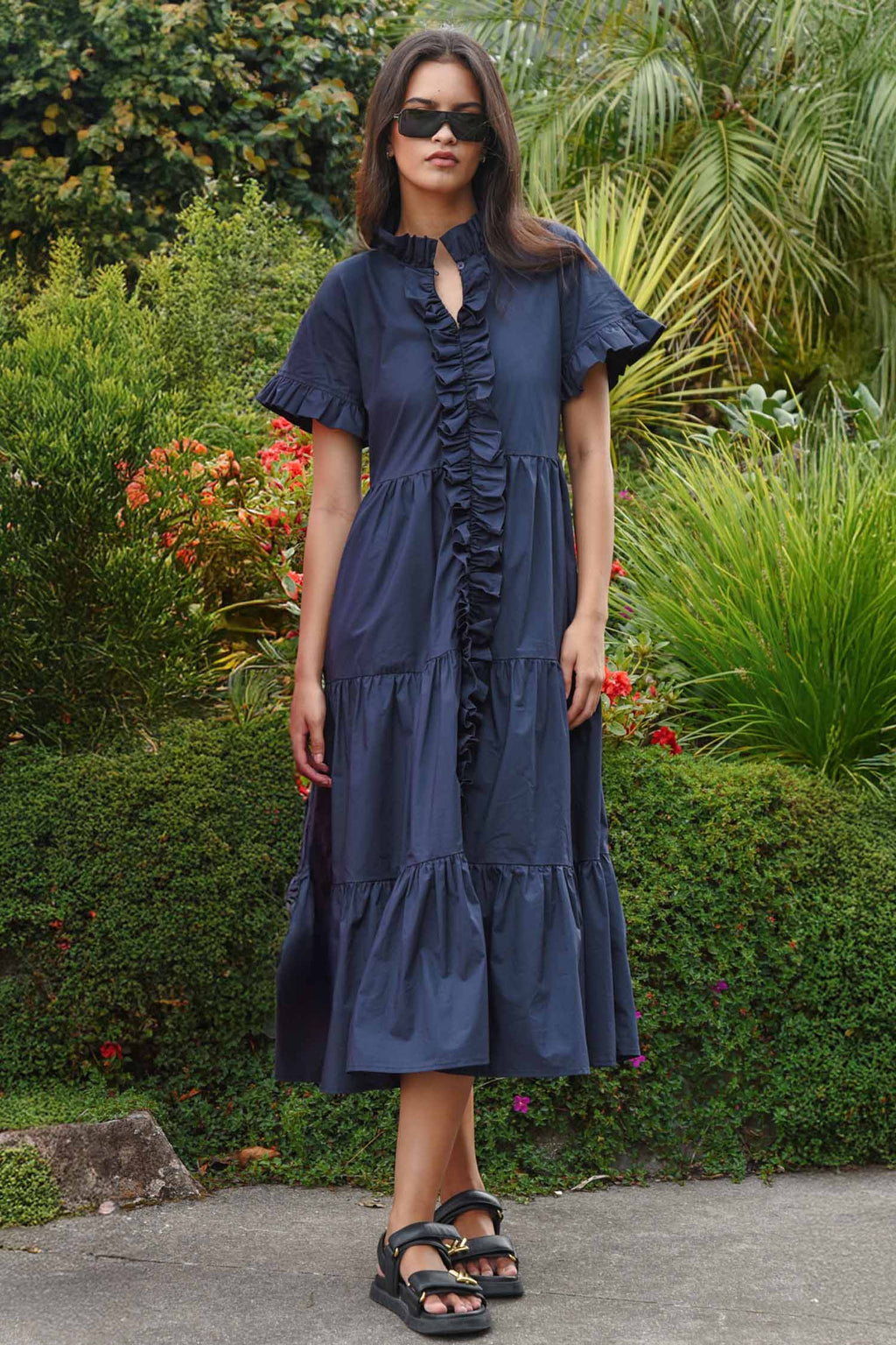 Frillaxed Dress in Navy