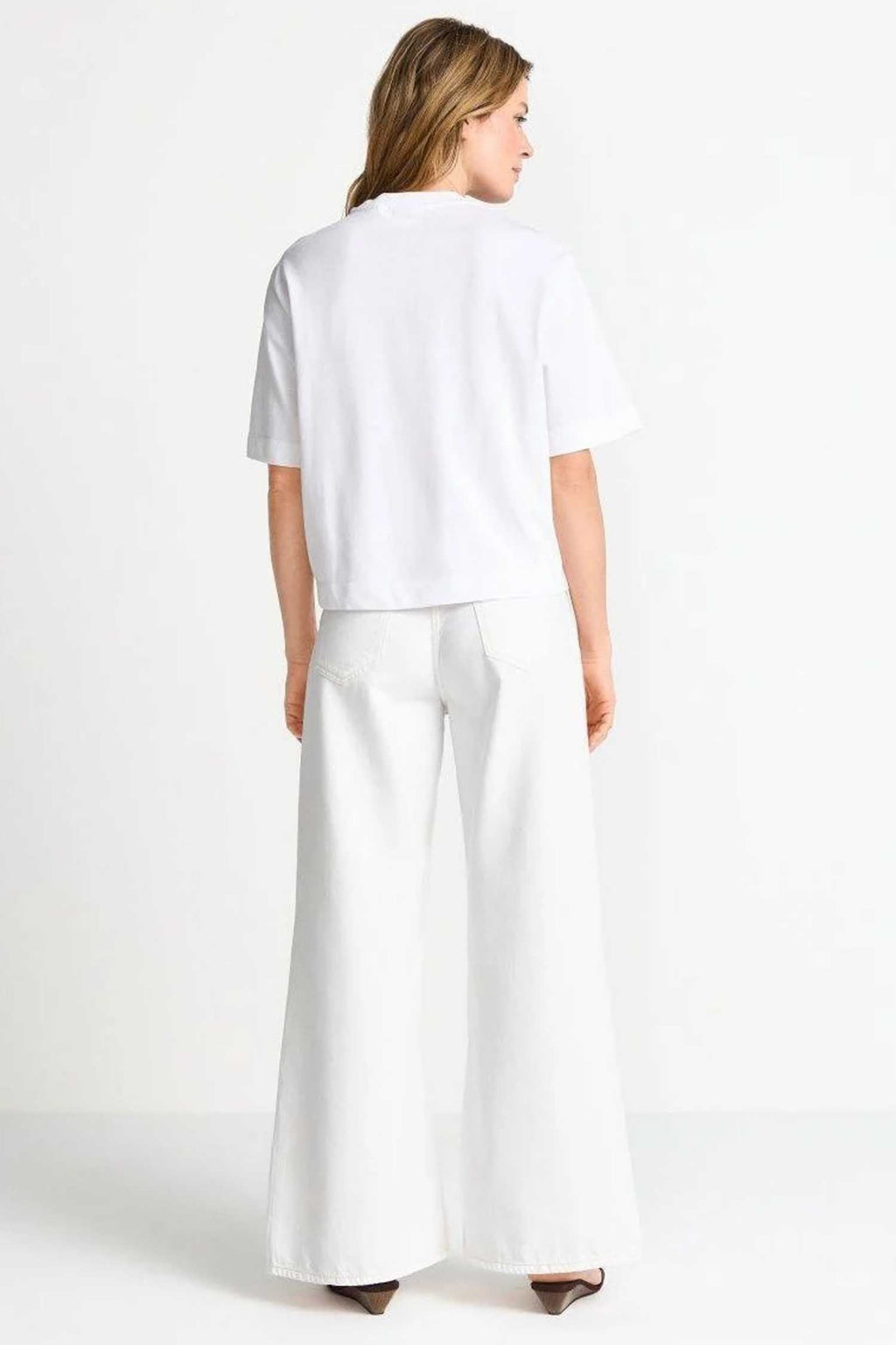 Gentle Fit T-Shirt w Print in White
