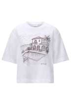 Gentle Fit T-Shirt w Print in White