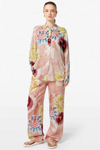 Gia Mid-rise 32' Wide Leg Trousers in Abstract Sun Pink | FINAL SALE