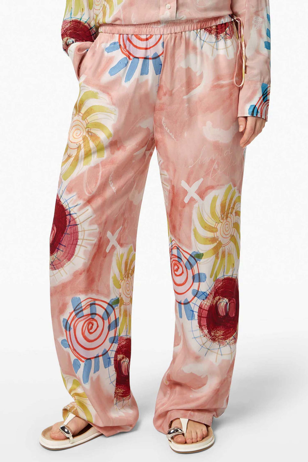 Gia Mid-rise 32' Wide Leg Trousers in Abstract Sun Pink | FINAL SALE