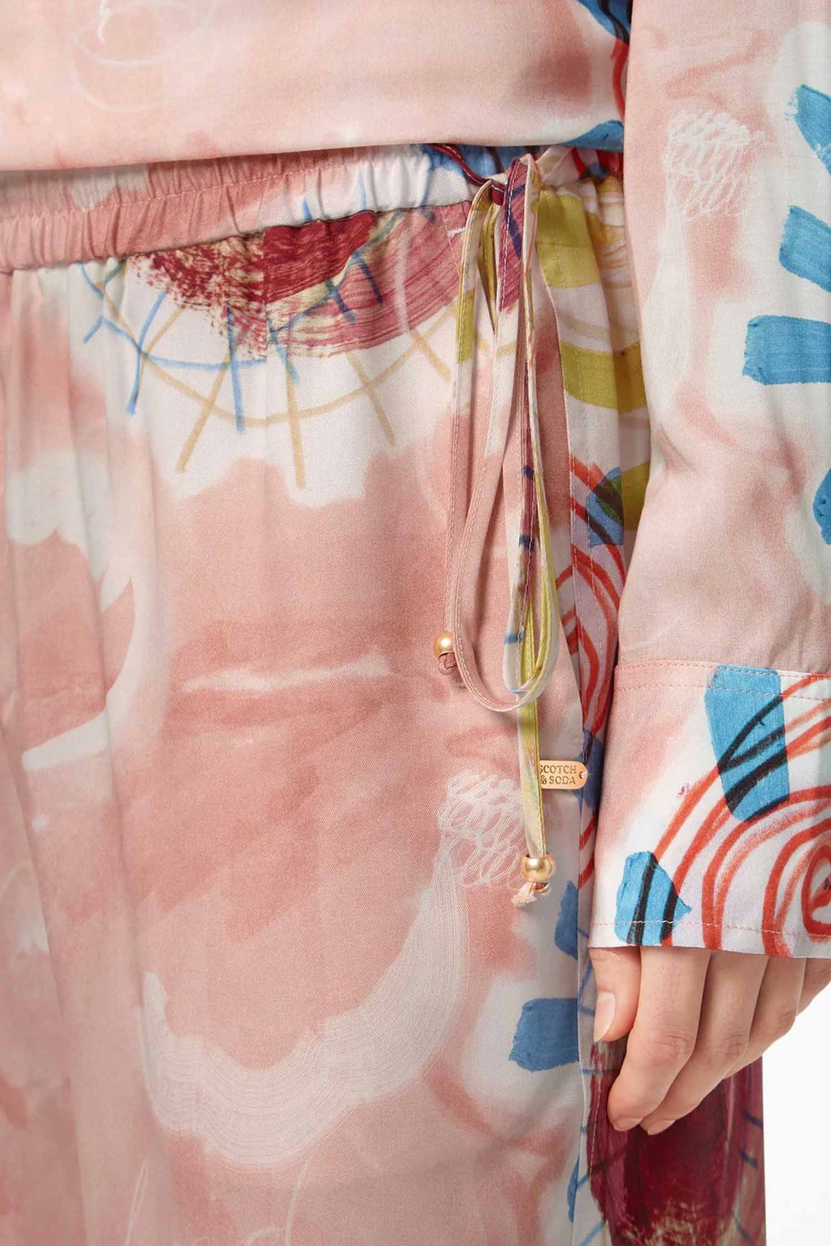 Gia Mid-rise 32' Wide Leg Trousers in Abstract Sun Pink | FINAL SALE