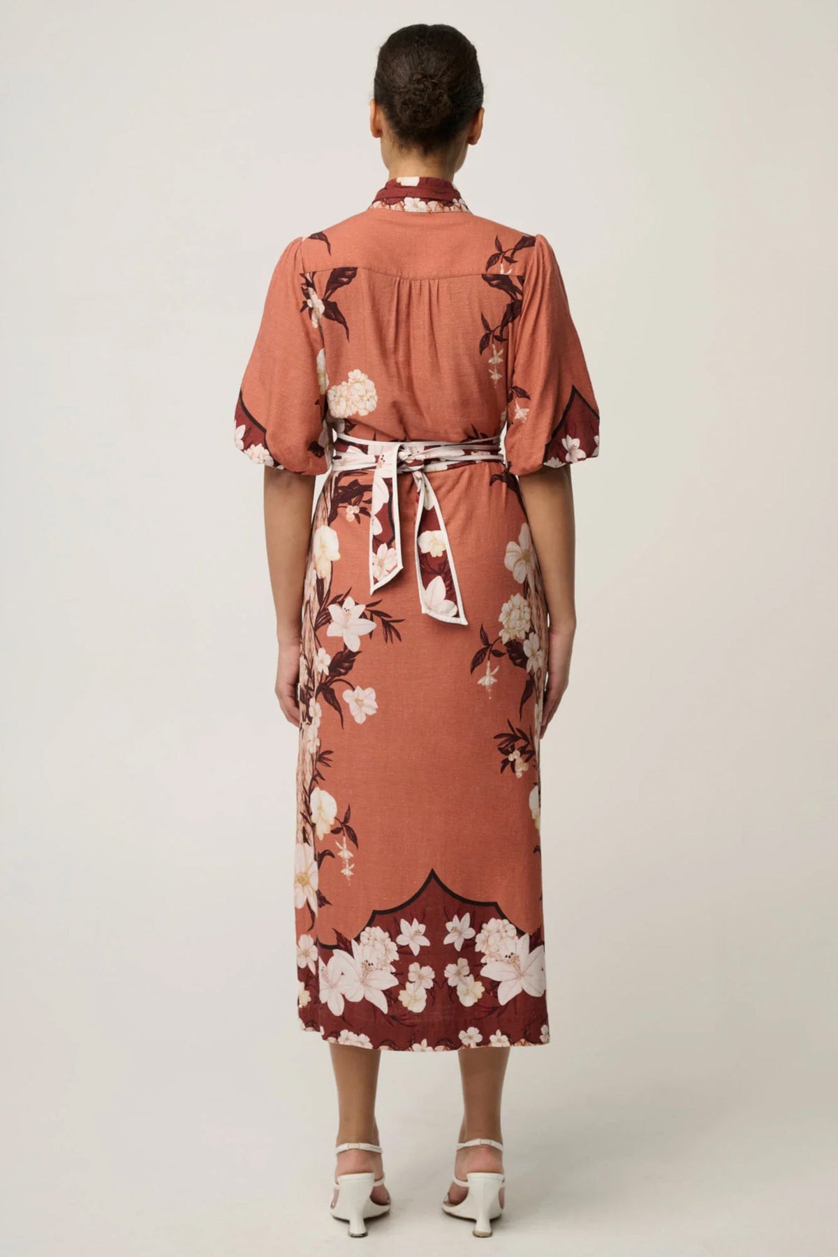 Gisela Printed Column Midi Dress in Amber Vine