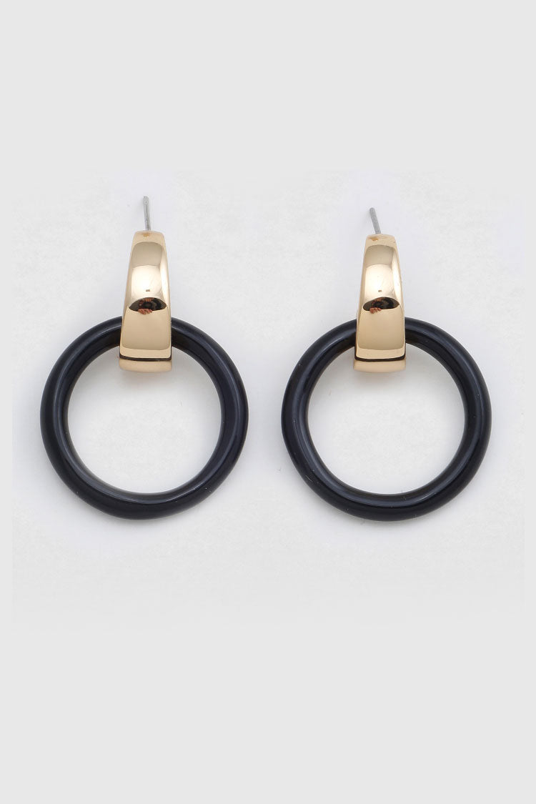 Giza Mini Black Hoop Earring in Gold