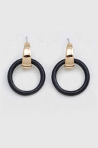 Giza Mini Black Hoop Earring in Gold