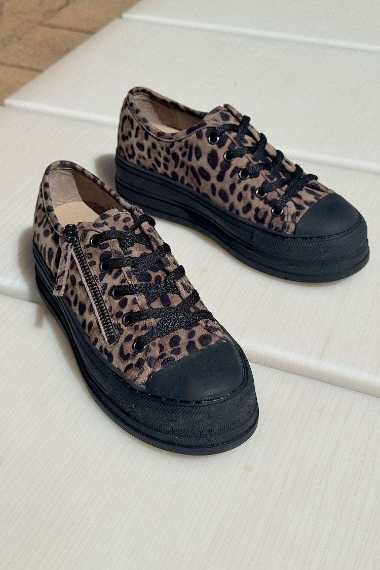 Giza Suede Sneakers in Taupe Leopard