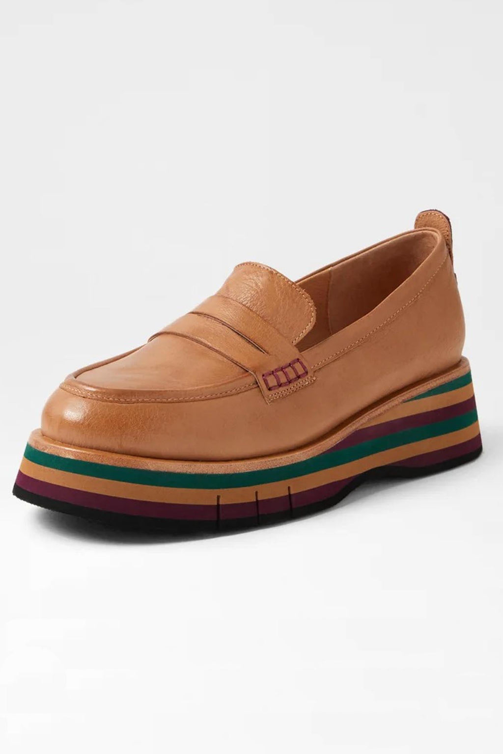 Glamms Leather Flats in Tan
