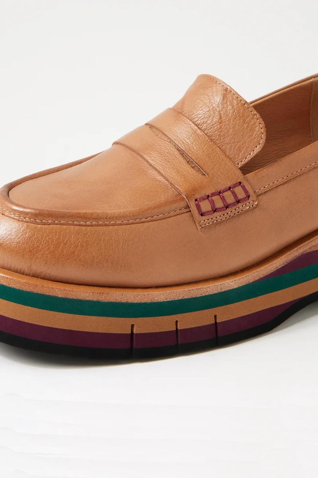 Glamms Leather Flats in Tan