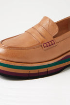 Glamms Leather Flats in Tan