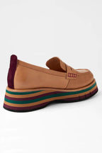 Glamms Leather Flats in Tan